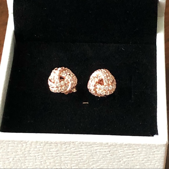 Pandora Rose Sparkling Love Knot Stud Earrings - Picture 4 of 6